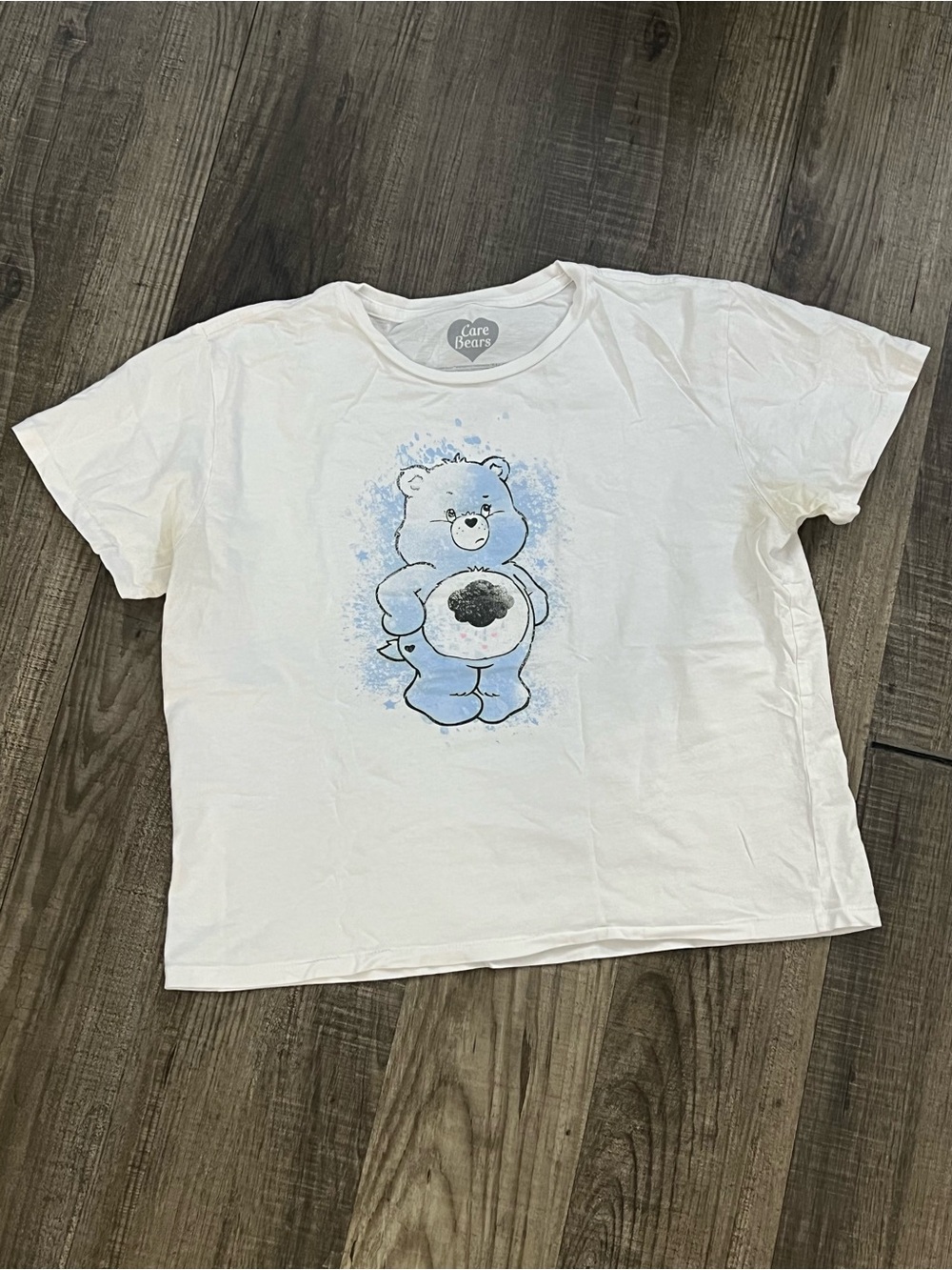Care Bears White Tee with Blue Bear Graphic